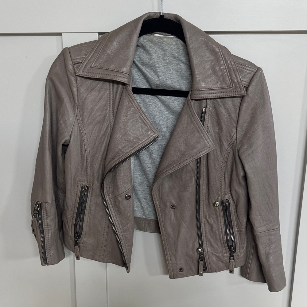 Women's Taupe Leather Jacket